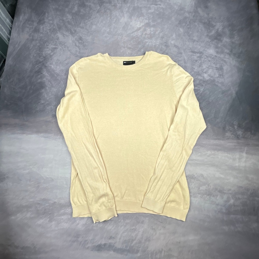 ASOS DESIGN Mens Crewneck Sweater Pale Yellow Cream Y2K Skater Size M - Picture 2 of 8